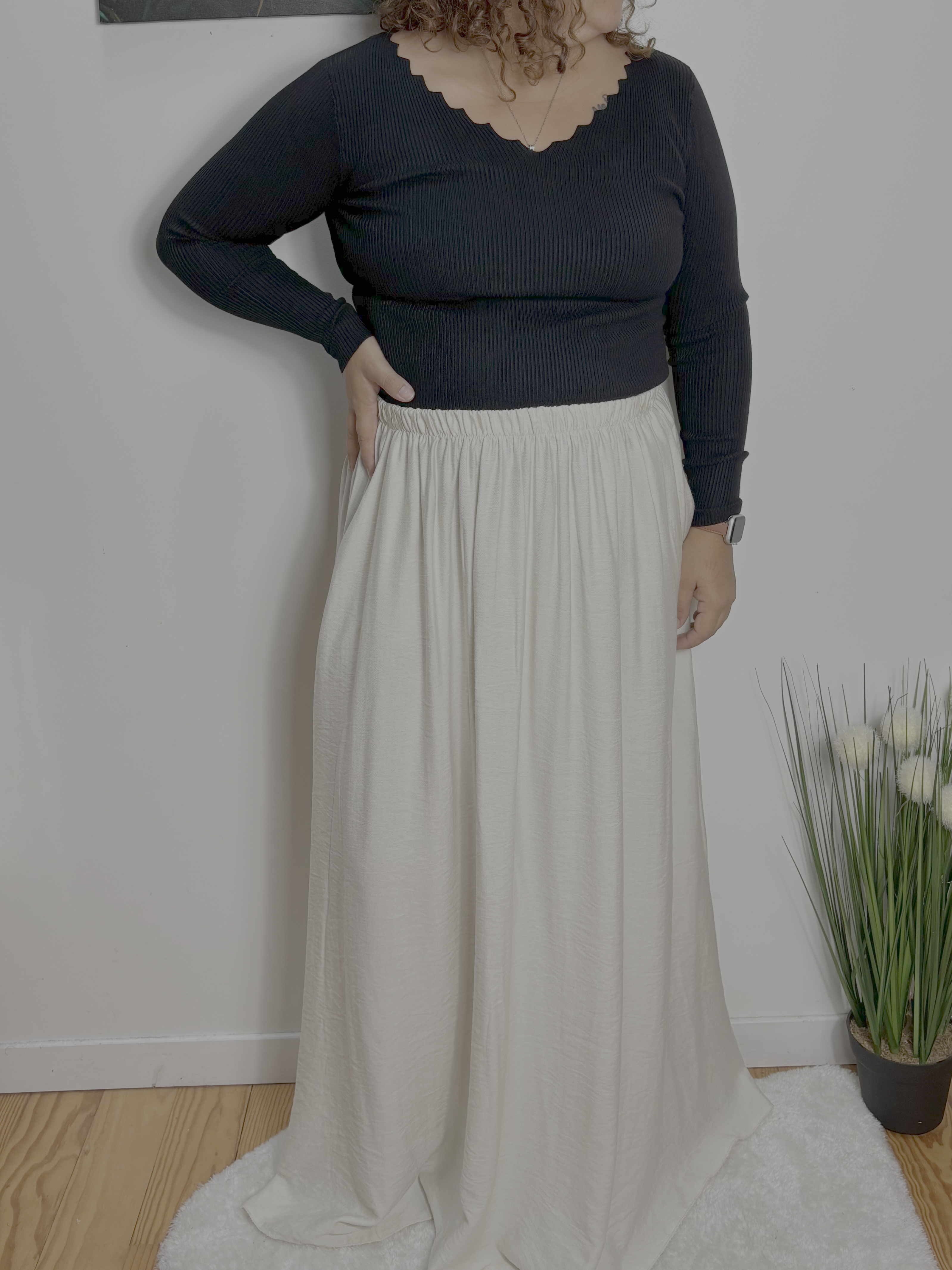 Top pull col vagues manches longues