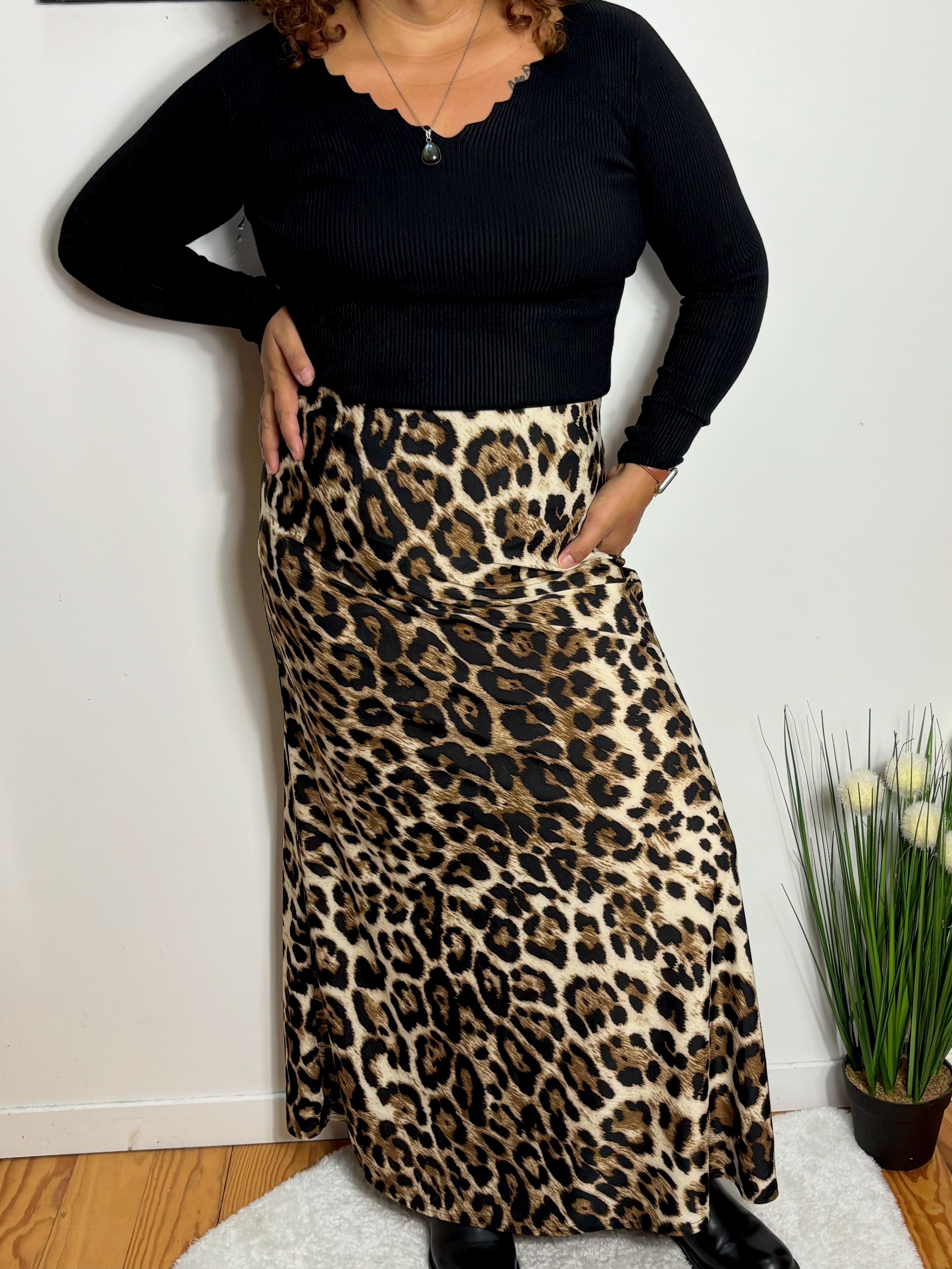 Jupe longue léopard