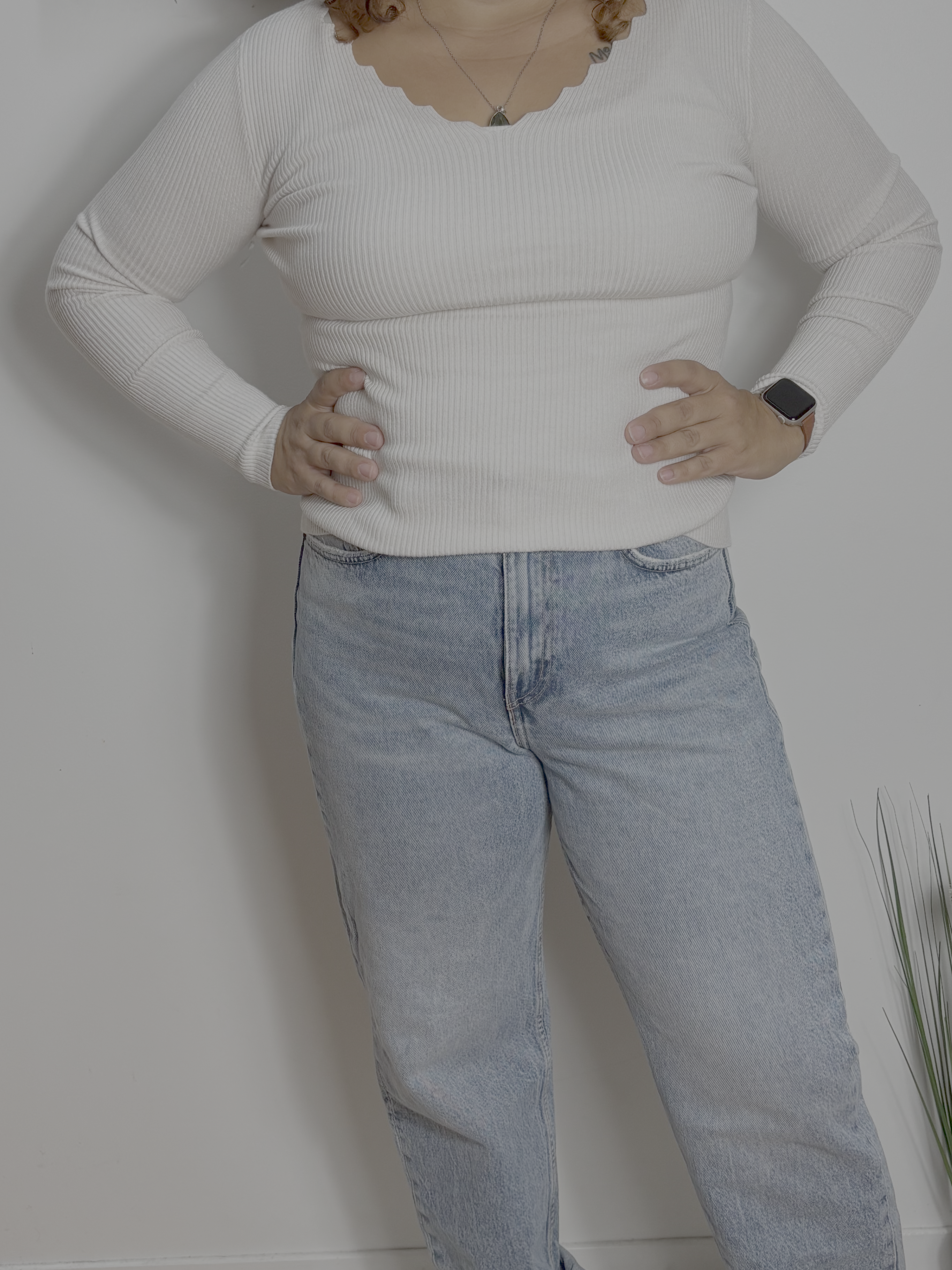 Top pull col vagues manches longues