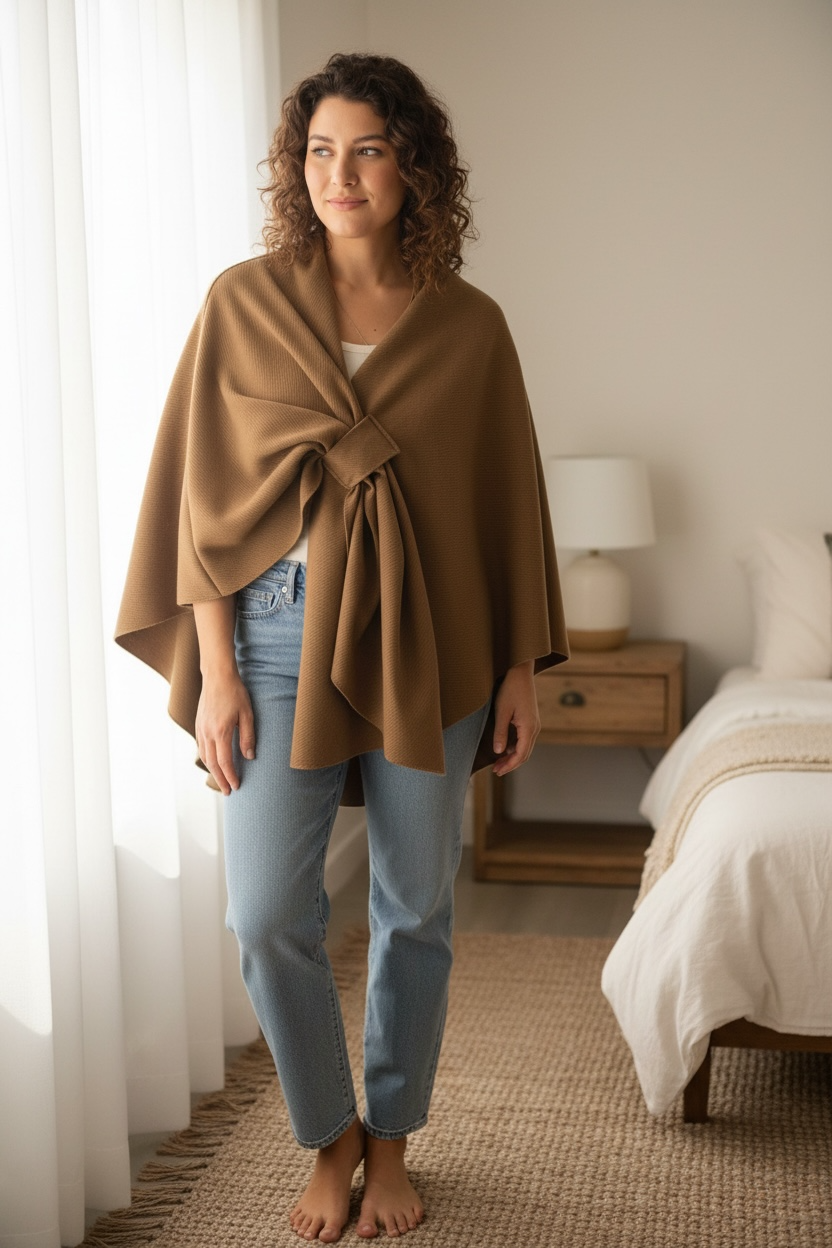 Cape poncho cache coeur