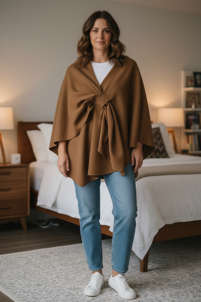 Cape poncho cache coeur