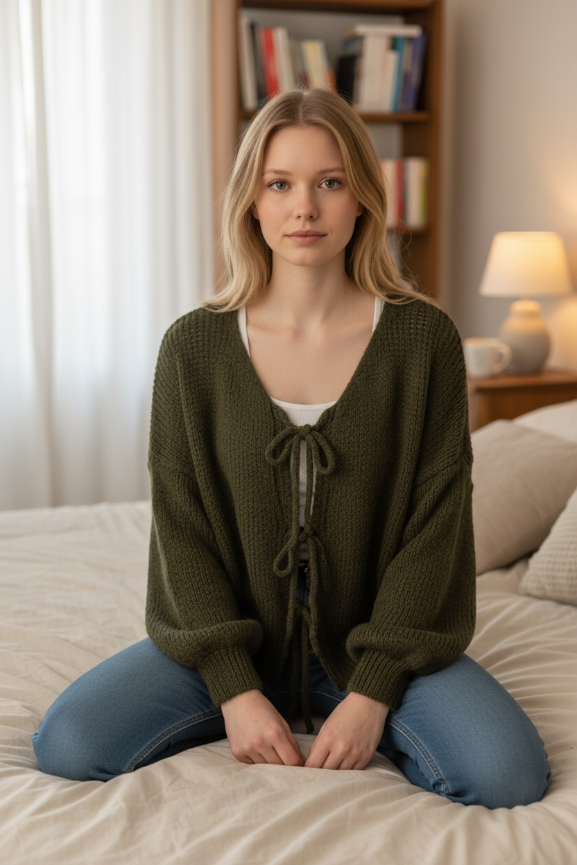 Cardigan chaud à noeuds