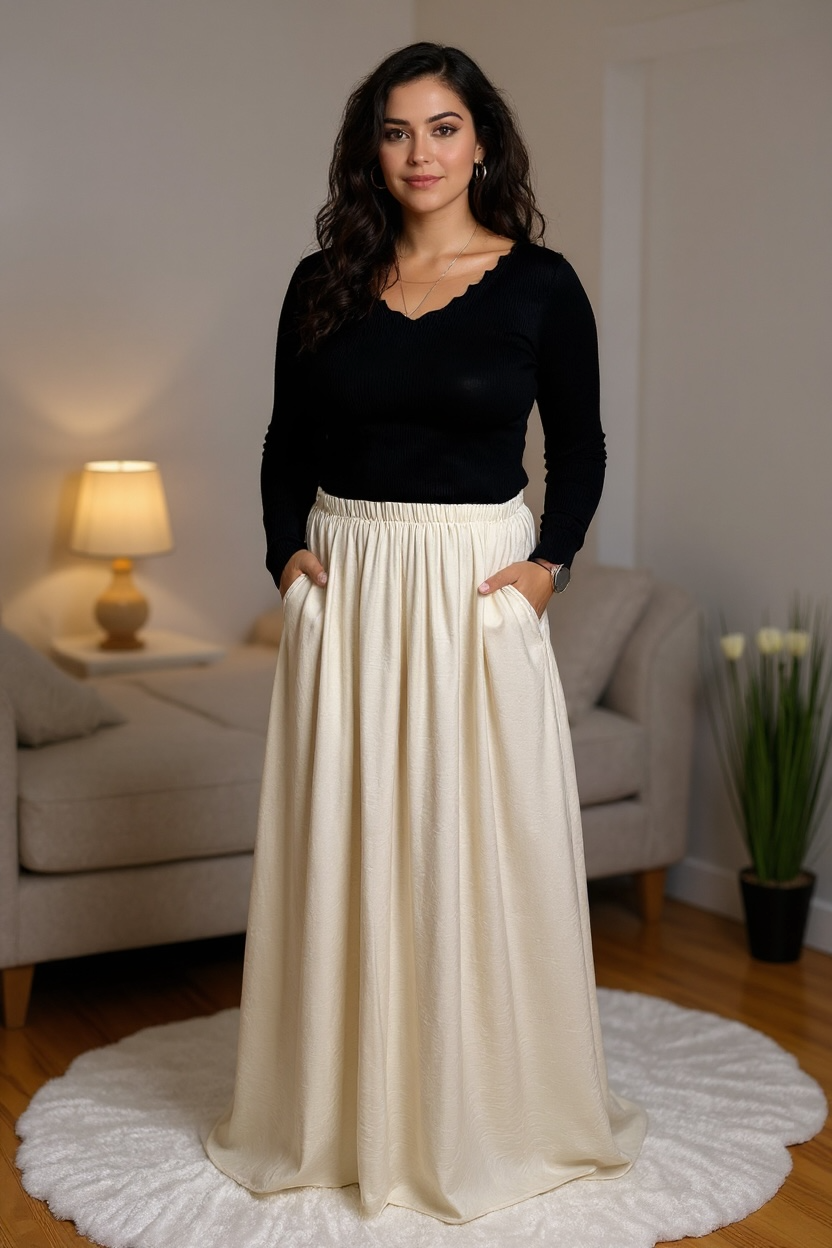 Jupe longue fluide avec poches